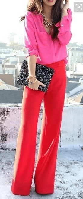 red pants with pink stripe