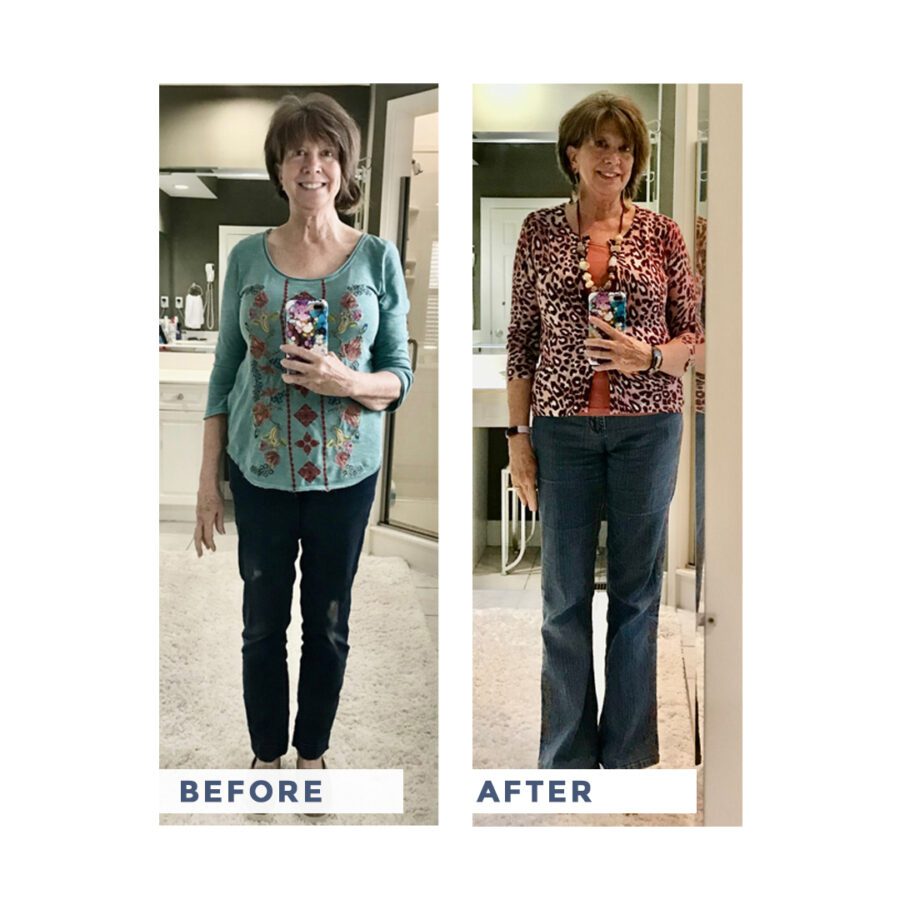 Deborah before and after wardrobe.